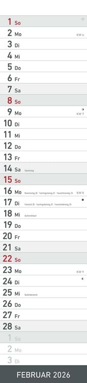 Produktbild: Streifenplaner SCHWARZ 2026 - Streifenkalender - Wandplaner - Küchen-Kalender - 11,3x49,5