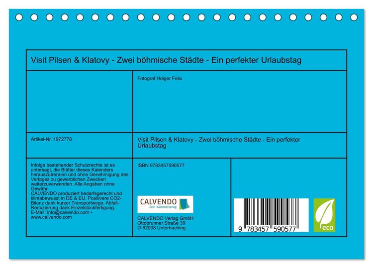 Produktbild: Visit Pilsen & Klatovy - Zwei b&ouml;hmische St&auml;dte - Ein perfekter Urlaubstag (Tischkalender 2026 DIN A5 quer), CALVENDO Monatskalender