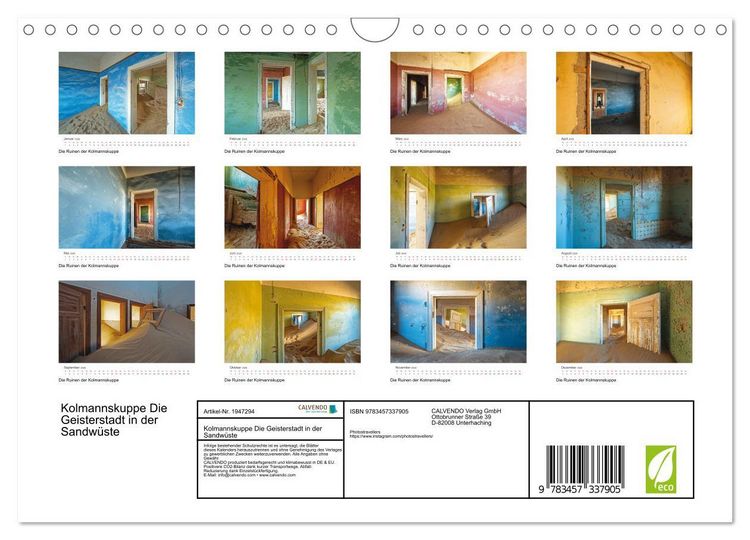 Produktbild: Kolmannskuppe Die Geisterstadt in der Sandw&uuml;ste (Wandkalender 2026 DIN A4 quer), CALVENDO Monatskalender