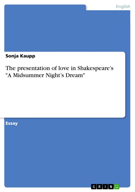 Produktbild: The presentation of love in Shakespeare's "A Midsummer Night's Dream"