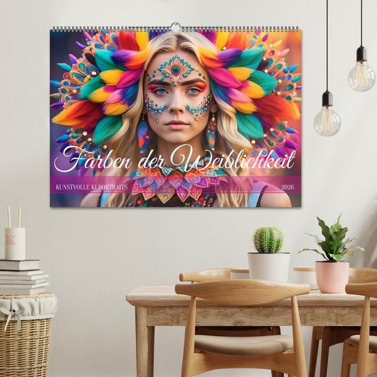 Produktbild: Farben der Weiblichkeit - Kunstvolle KI Portraits (Wandkalender 2026 DIN A2 quer), CALVENDO Monatskalender