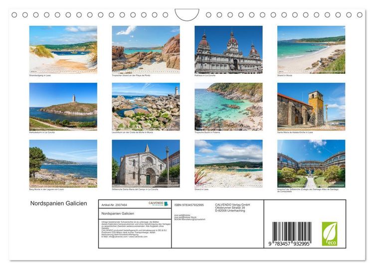 Produktbild: Nordspanien Galicien (Wandkalender 2026 DIN A4 quer), CALVENDO Monatskalender