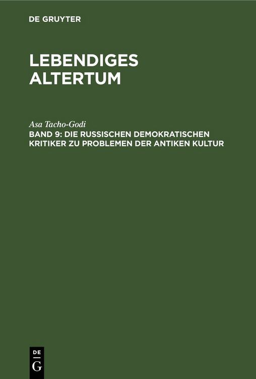 Produktbild: Die russischen demokratischen Kritiker zu Problemen der antiken Kultur