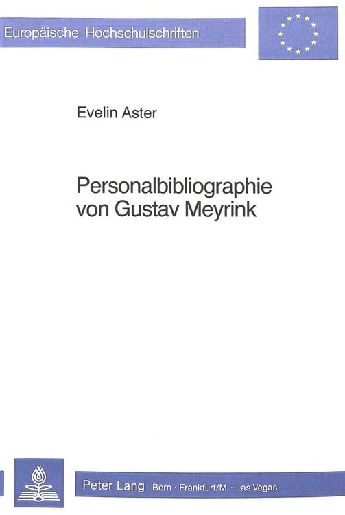 Produktbild: Personalbibliographie von Gustav Meyrink