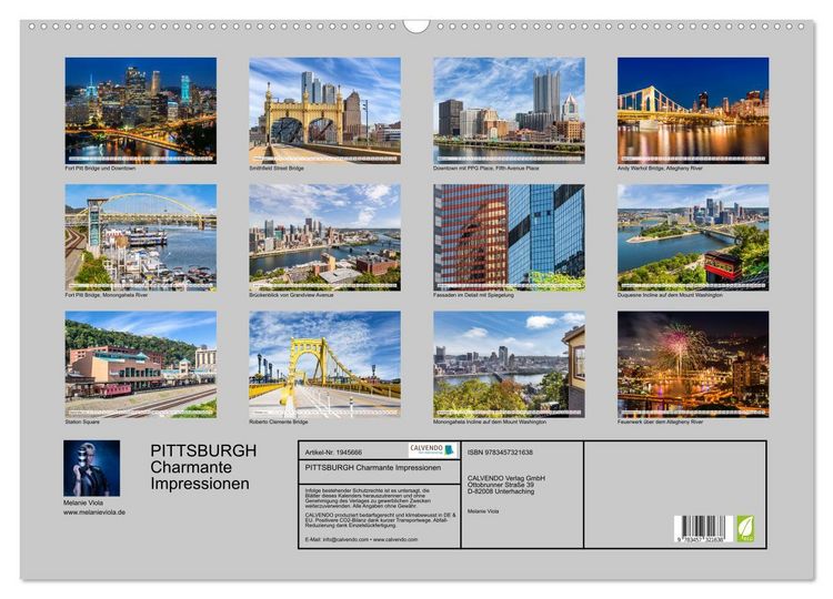 Produktbild: PITTSBURGH Charmante Impressionen (Wandkalender 2026 DIN A2 quer), CALVENDO Monatskalender
