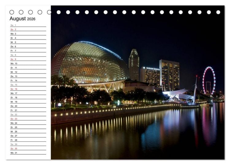 Produktbild: Singapur - Die Farben der Nacht (Tischkalender 2026 DIN A5 quer), CALVENDO Monatskalender
