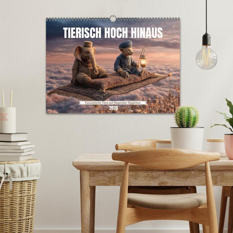 Produktbild: Tierisch hoch hinaus - Fantastische Tiere auf fliegenden Teppichen (Wandkalender 2026 DIN A3 quer), CALVENDO Monatskalender