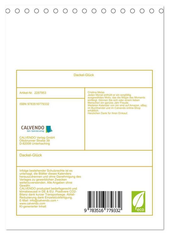 Produktbild: Dackel-Gl&uuml;ck (Tischkalender 2027 DIN A5 hoch), CALVENDO Monatskalender