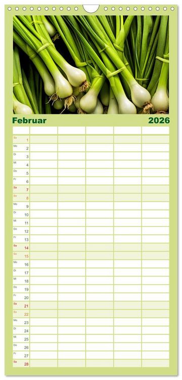 Produktbild: Familienplaner 2026 - GR&Uuml;N - Gem&uuml;se und Obst - Knackig und Frisch mit 5 Spalten (Wandkalender, 21 x 45 cm) CALVENDO