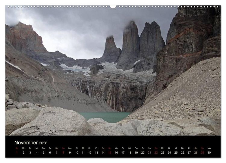 Produktbild: Im Nationalpark Torres del Paine (Chile) (hochwertiger Premium Wandkalender 2026 DIN A2 quer), Kunstdruck in Hochglanz
