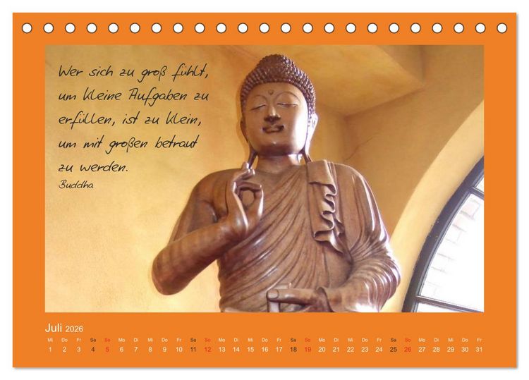 Produktbild: Buddha & Zitate (Tischkalender 2026 DIN A5 quer), CALVENDO Monatskalender