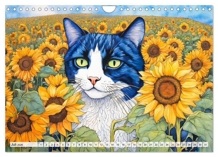 Produktbild: Katzenzauber - Katzenkalender mit stimmungsvollen Bildern (Wandkalender 2026 DIN A4 quer), CALVENDO Monatskalender