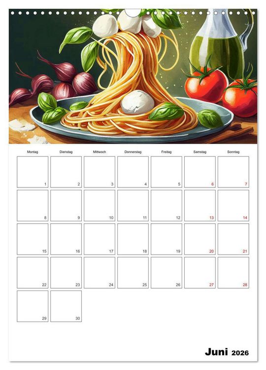 Produktbild: Nudelgerichte einmal anders serviert (Wandkalender 2026 DIN A3 hoch), CALVENDO Monatskalender