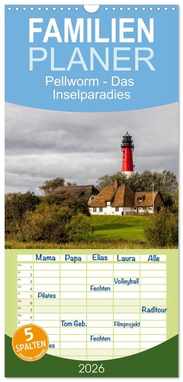 Produktbild: Familienplaner 2026 - Pellworm - Das Inselparadies mit 5 Spalten (Wandkalender, 21 x 45 cm) CALVENDO