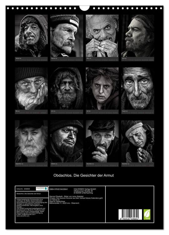 Produktbild: Obdachlos. Die Gesichter der Armut (Wandkalender 2026 DIN A3 hoch), CALVENDO Monatskalender
