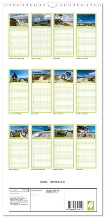Produktbild: Familienplaner 2027 - Ostsee, Fischland-Dar&szlig; mit 5 Spalten (Wandkalender, 21 x 45 cm) CALVENDO