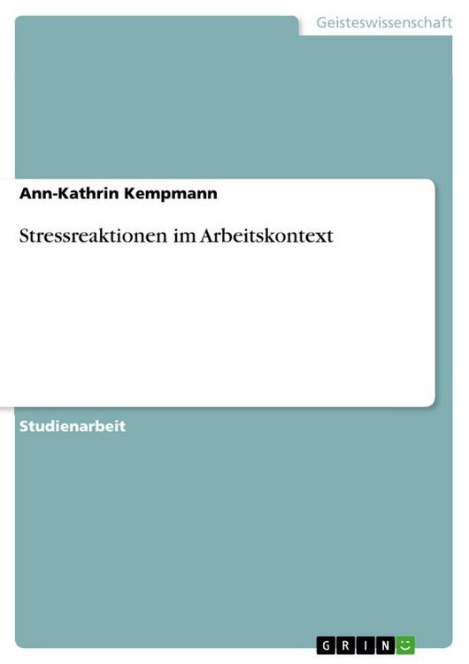 Produktbild: Stressreaktionen im Arbeitskontext