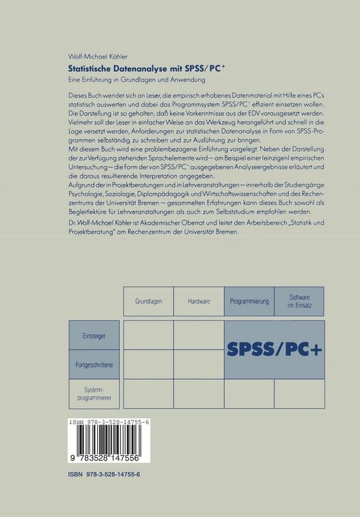 Produktbild: Statistische Datenanalyse mit SPSS/PC+