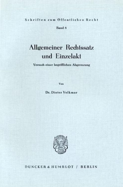 Produktbild: Allgemeiner Rechtssatz und Einzelakt.