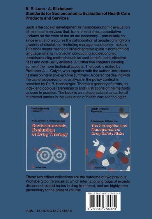 Produktbild: Standards for the Socioeconomic Evaluation of Health Care Services