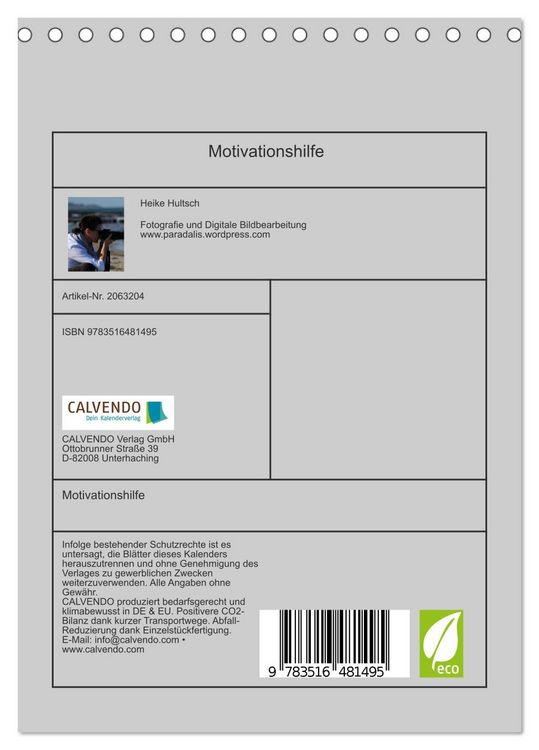 Produktbild: Motivationshilfe (Tischkalender 2026 DIN A5 hoch), CALVENDO Monatskalender