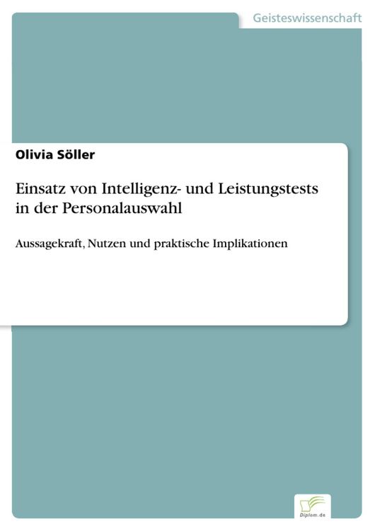 Produktbild: Einsatz von Intelligenz- und Leistungstests in der Personalauswahl