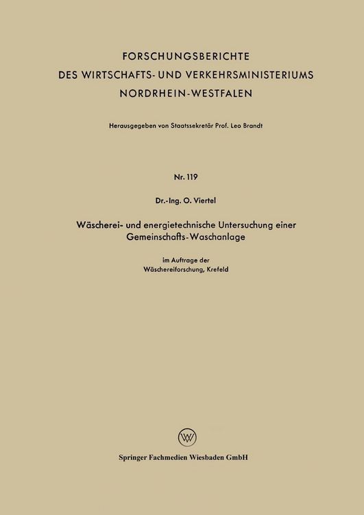 Produktbild: W&auml;scherei- und energietechnische Untersuchung einer Gemeinschafts-Waschanlage