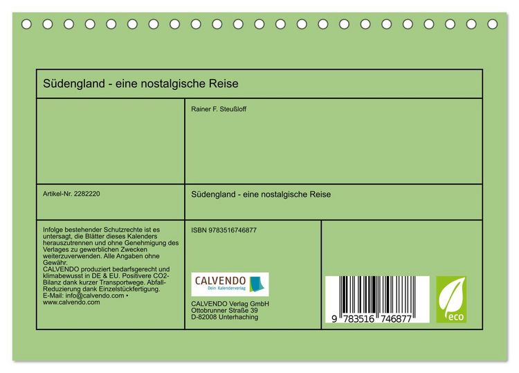 Produktbild: S&uuml;dengland - eine nostalgische Reise (Tischkalender 2026 DIN A5 quer), CALVENDO Monatskalender