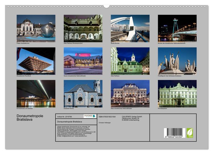 Produktbild: Donaumetropole Bratislava (hochwertiger Premium Wandkalender 2026 DIN A2 quer), Kunstdruck in Hochglanz