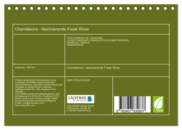 Produktbild: Cham&auml;leons - faszinierende Freak Show (Tischkalender 2026 DIN A5 quer), CALVENDO Monatskalender