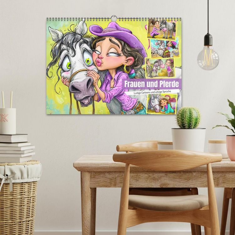 Produktbild: Frauen und Pferde. Lustige Cartoons und witzige Spr&uuml;che (Wandkalender 2026 DIN A3 quer), CALVENDO Monatskalender