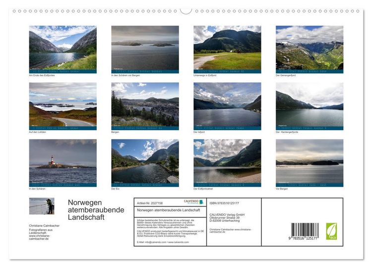 Produktbild: Norwegen atemberaubende Landschaft (hochwertiger Premium Wandkalender 2026 DIN A2 quer), Kunstdruck in Hochglanz