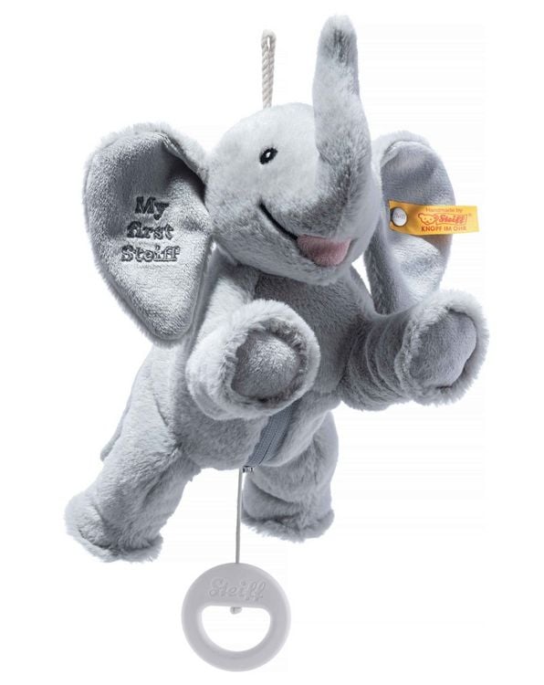 Produktbild: Steiff 242731 - My first Steiff Ellie Elefant Spieluhr (Melodie: Schlafe mein Prinzchen), hellgrau, Pl&uuml;sch, 25 cm