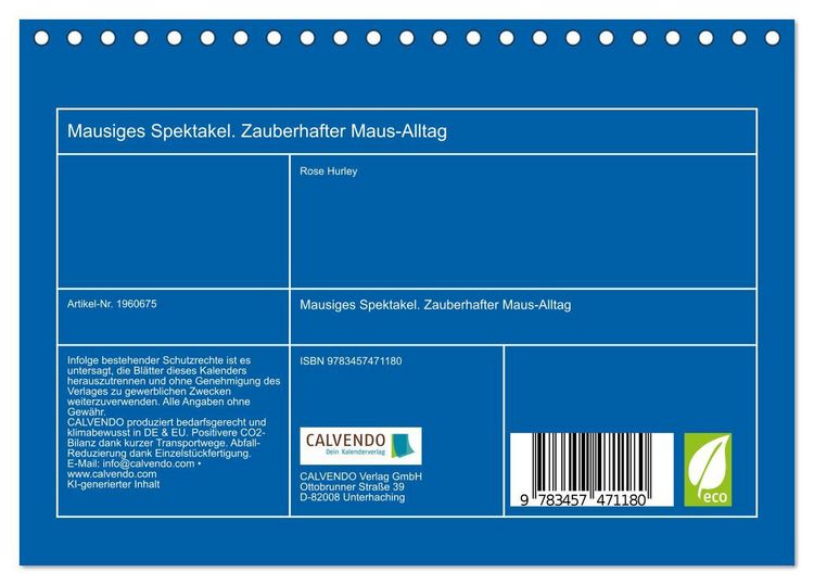 Produktbild: Mausiges Spektakel. Zauberhafter Maus-Alltag (Tischkalender 2026 DIN A5 quer), CALVENDO Monatskalender