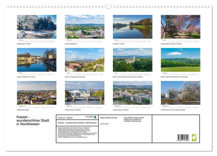 Produktbild: Kassel - wundersch&ouml;ne Stadt in Nordhessen (Wandkalender 2026 DIN A2 quer), CALVENDO Monatskalender