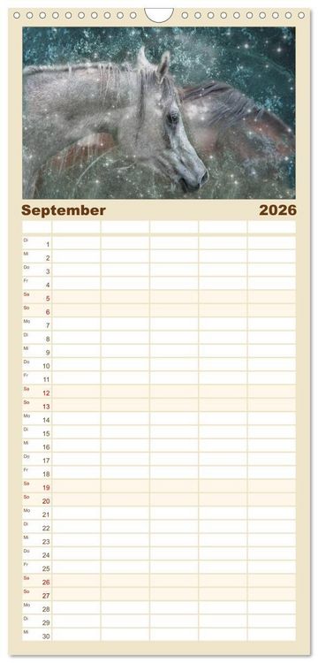 Produktbild: Familienplaner 2026 - Pferde zum Tr&auml;umen mit 5 Spalten (Wandkalender, 21 x 45 cm) CALVENDO
