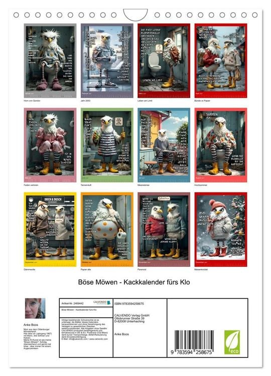 Produktbild: B&ouml;se M&ouml;wen - Kackkalender f&uuml;rs Klo (Wandkalender 2027 DIN A4 hoch), CALVENDO Monatskalender