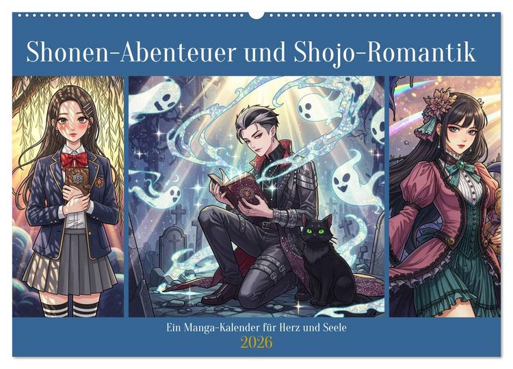 Produktbild: Shōnen-Abenteuer und Shōjo-Romantik - Ein Manga-Kalender f&uuml;r Herz und Seele (Wandkalender 2026 DIN A2 quer), CALVENDO Monatskalender