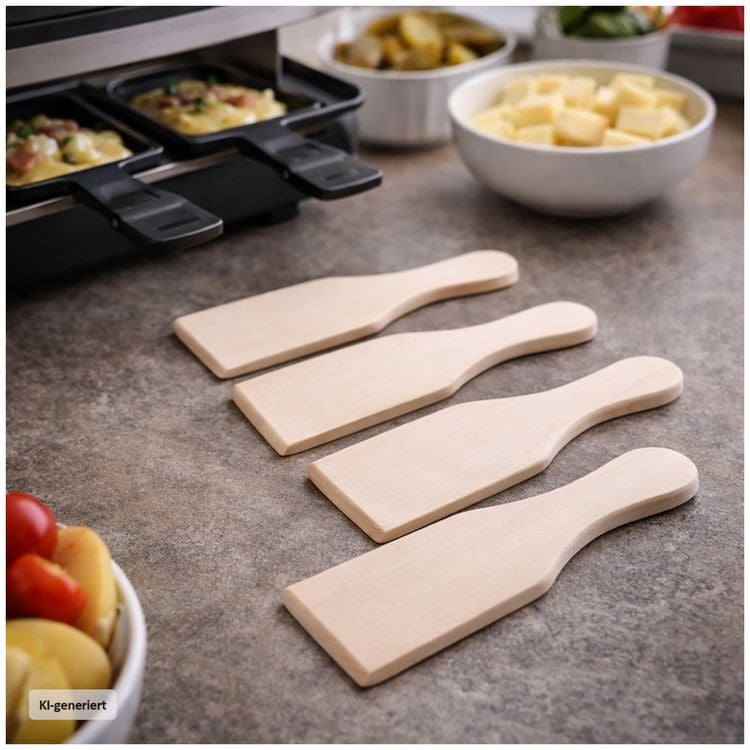 Produktbild: neuetischkultur Raclette Pfannenwender Holz 4er Set Raclette Spatel Holz