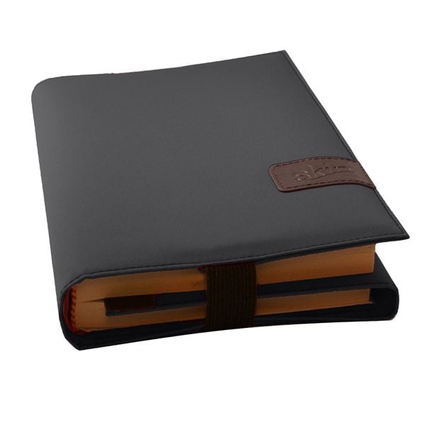 Produktbild: BookSKIN Buch Einband (Gr&ouml;&szlig;enverstellbar) in Onyx-Schwarz mit Lesezeichen