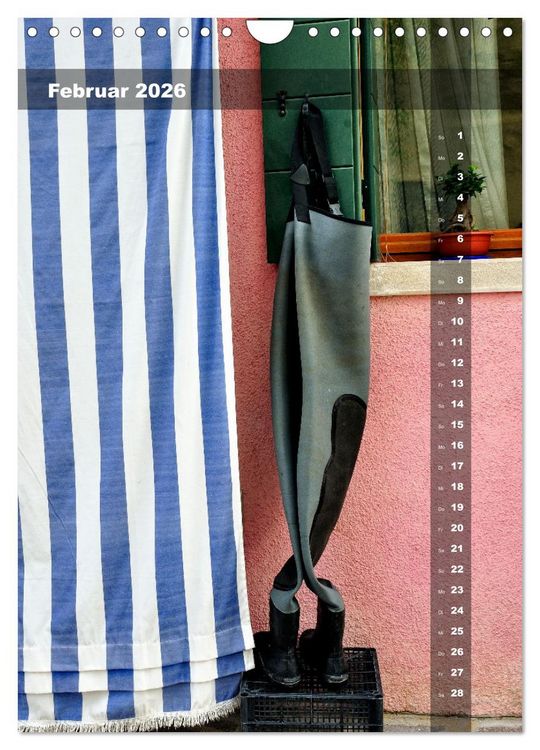 Produktbild: L'isola di Burano - Ein Spaziergang &uuml;ber die farbenfrohe Insel (Wandkalender 2026 DIN A4 hoch), CALVENDO Monatskalender