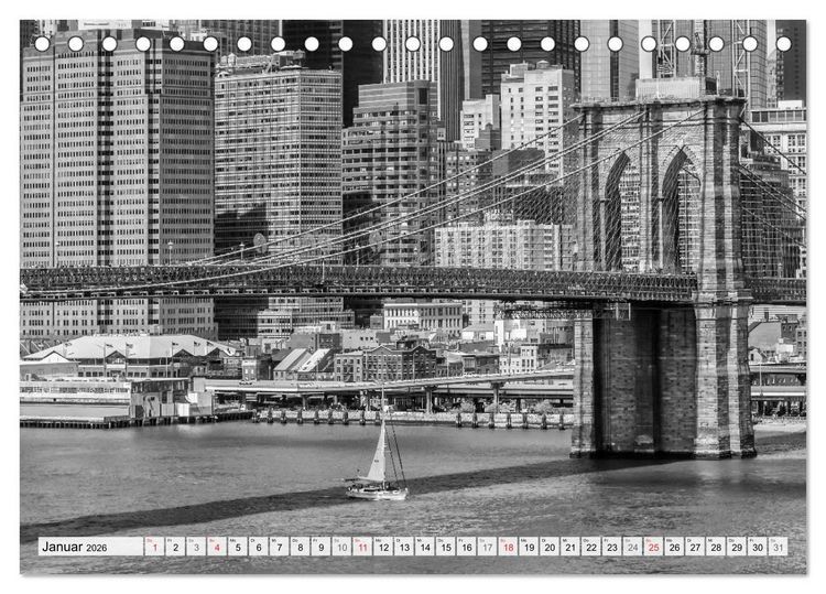 Produktbild: BROOKLYN BRIDGE Das Wahrzeichen von New York City (Tischkalender 2026 DIN A5 quer), CALVENDO Monatskalender