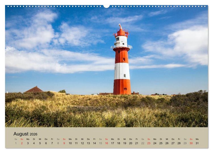 Produktbild: Nordseeinsel Borkum - Inselrausch im Hochseeklima (Wandkalender 2026 DIN A2 quer), CALVENDO Monatskalender