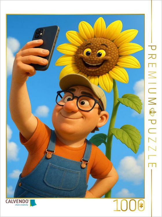 Produktbild: CALVENDO Puzzle Stolzer G&auml;rtner mit Sonnenblumen Selfie | 1000 Teile Lege-Gr&ouml;&szlig;e 64x48cm Foto-Puzzle f&uuml;r gl&uuml;ckliche Stunden