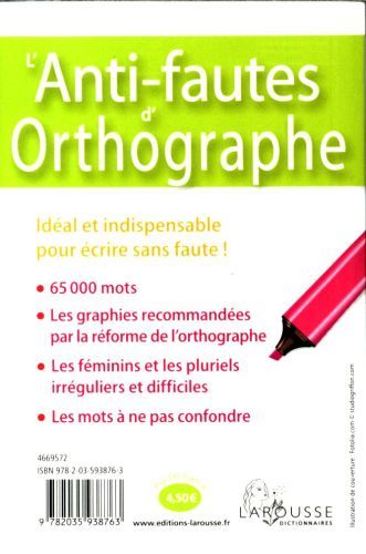 Produktbild: L'anti-fautes d'orthographe: 65.000 mots pour v&eacute;rifier son orthographe