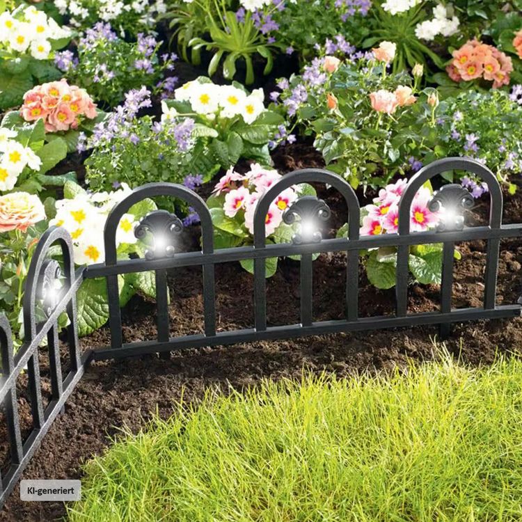 Produktbild: HTI-Living HTI-Living Beeteinfassung 720 cm Schwarz B&ouml;gen mit Lichterkette