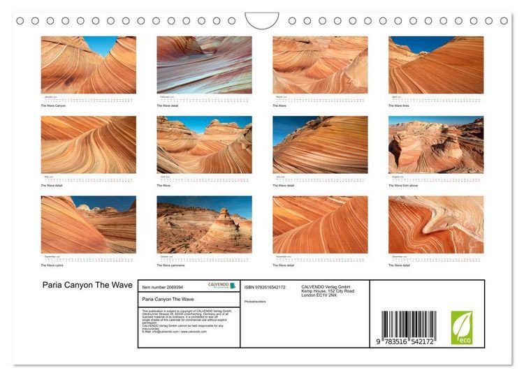 Produktbild: Paria Canyon The Wave (Wall Calendar 2026 DIN A4 landscape), CALVENDO 12 Month Wall Calendar