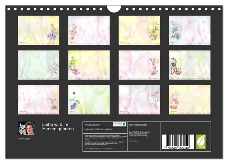 Produktbild: Liebe wird im Herzen geboren (Wandkalender 2026 DIN A4 quer), CALVENDO Monatskalender