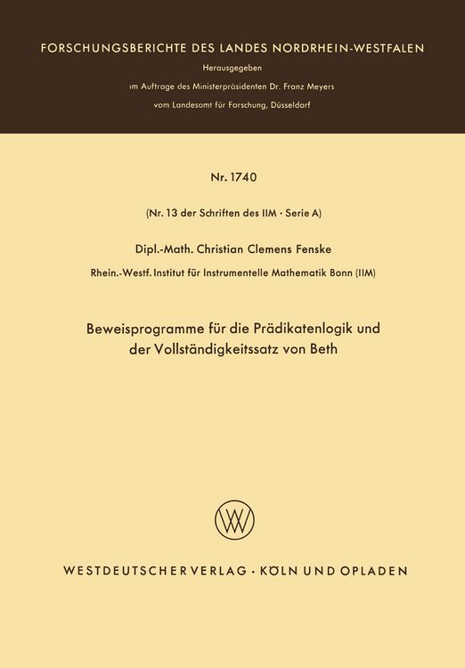 Produktbild: Beweisprogramme f&uuml;r die Pr&auml;dikatenlogik und der Vollst&auml;ndigkeitssatz von Beth