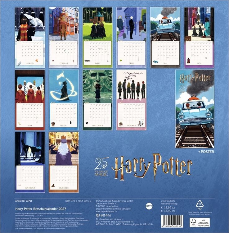 Produktbild: Harry Potter Broschurkalender 2027